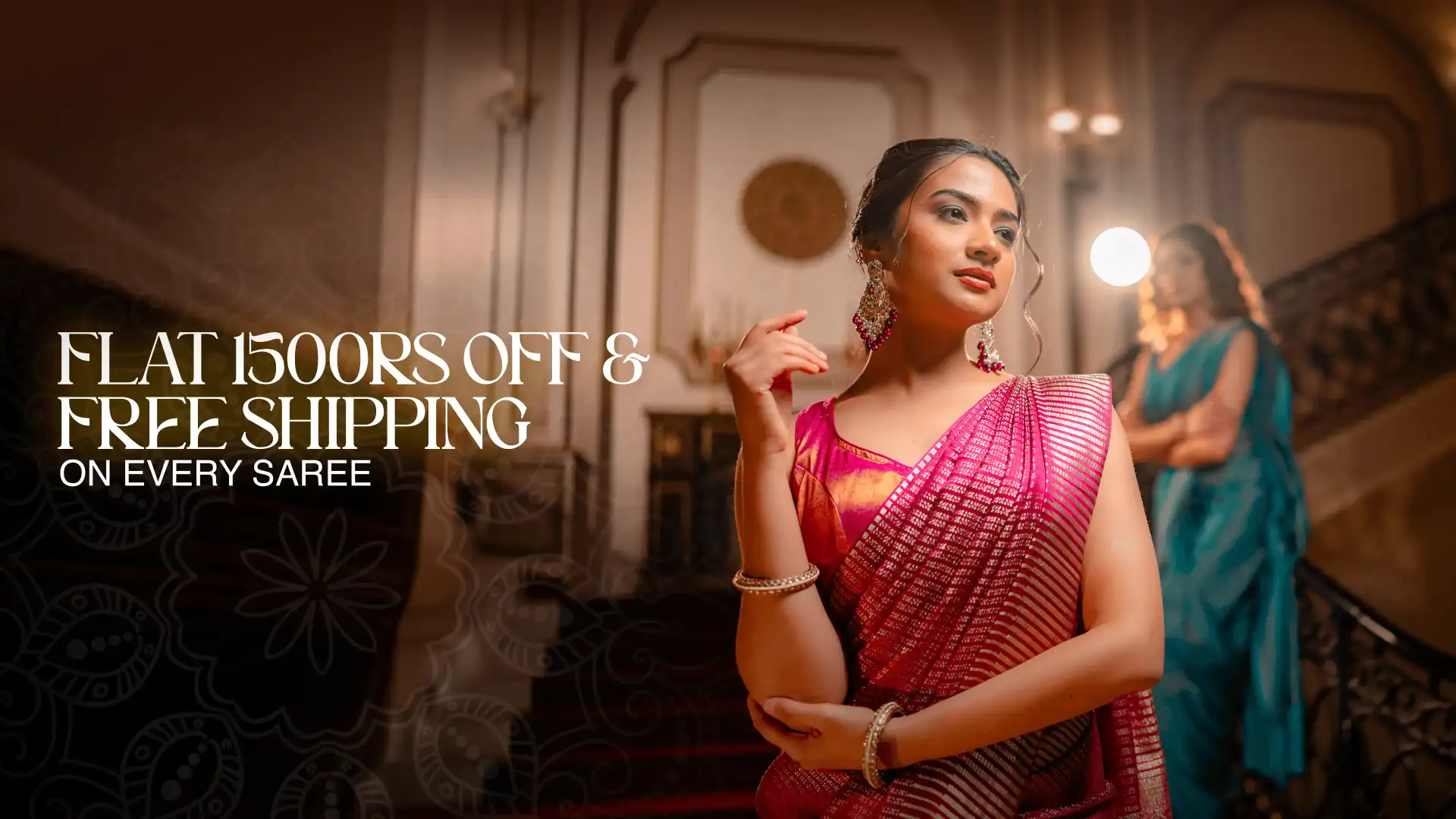 A woman wearing an ivory cream saree, radiating subtle sophistication and refined traditional beauty.