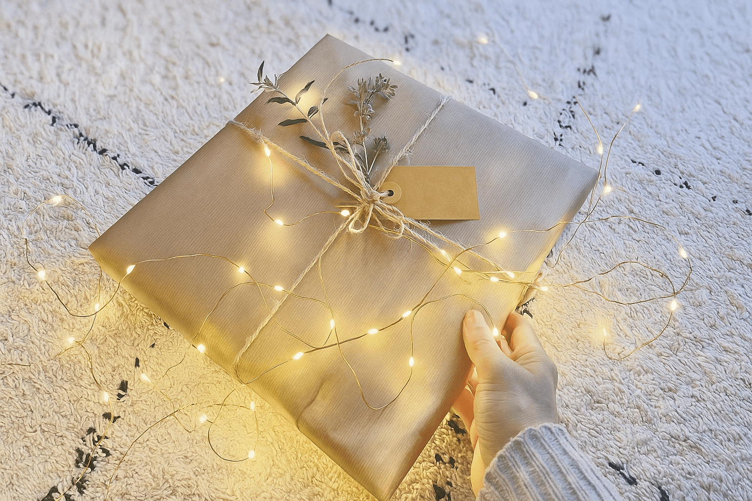 Lady handing gift to friend