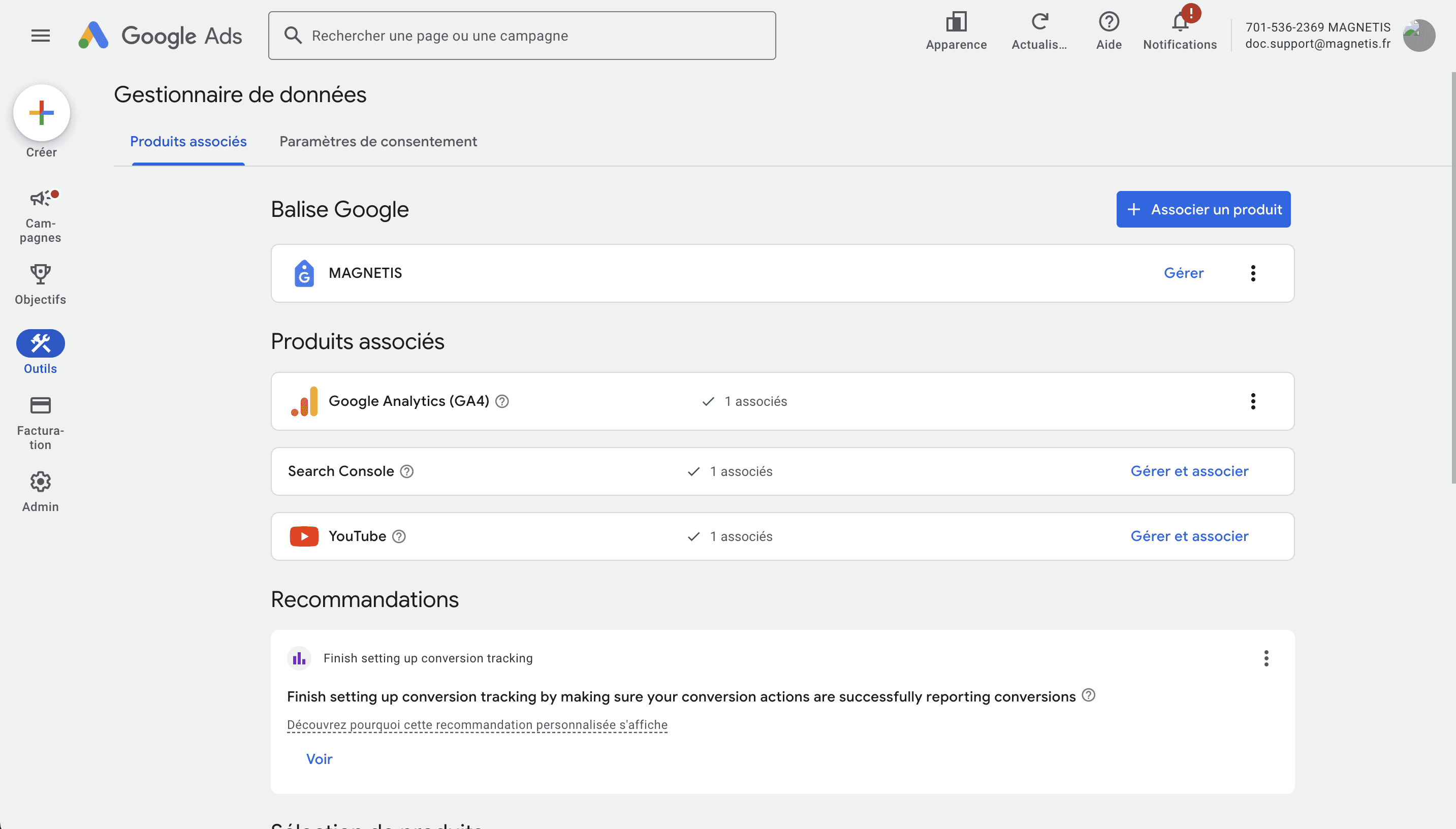 Propriété du domaine Google Ads