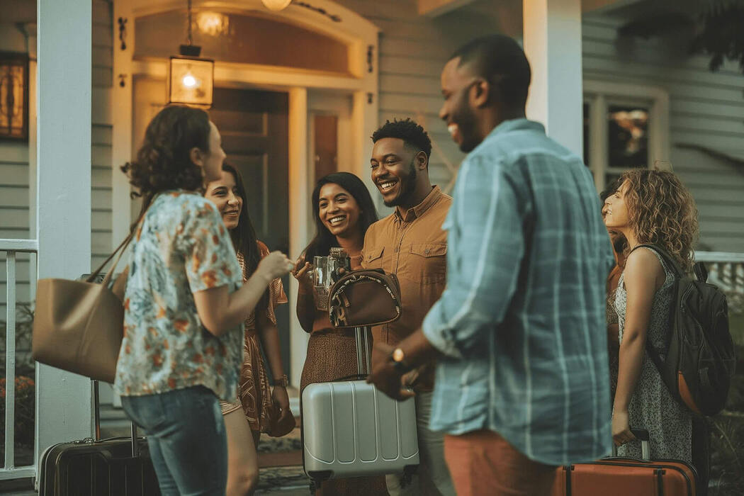 Happy people laughing