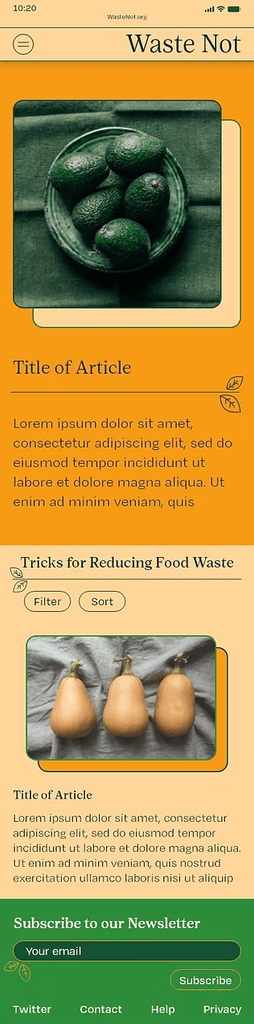 mobile view of website homepage
