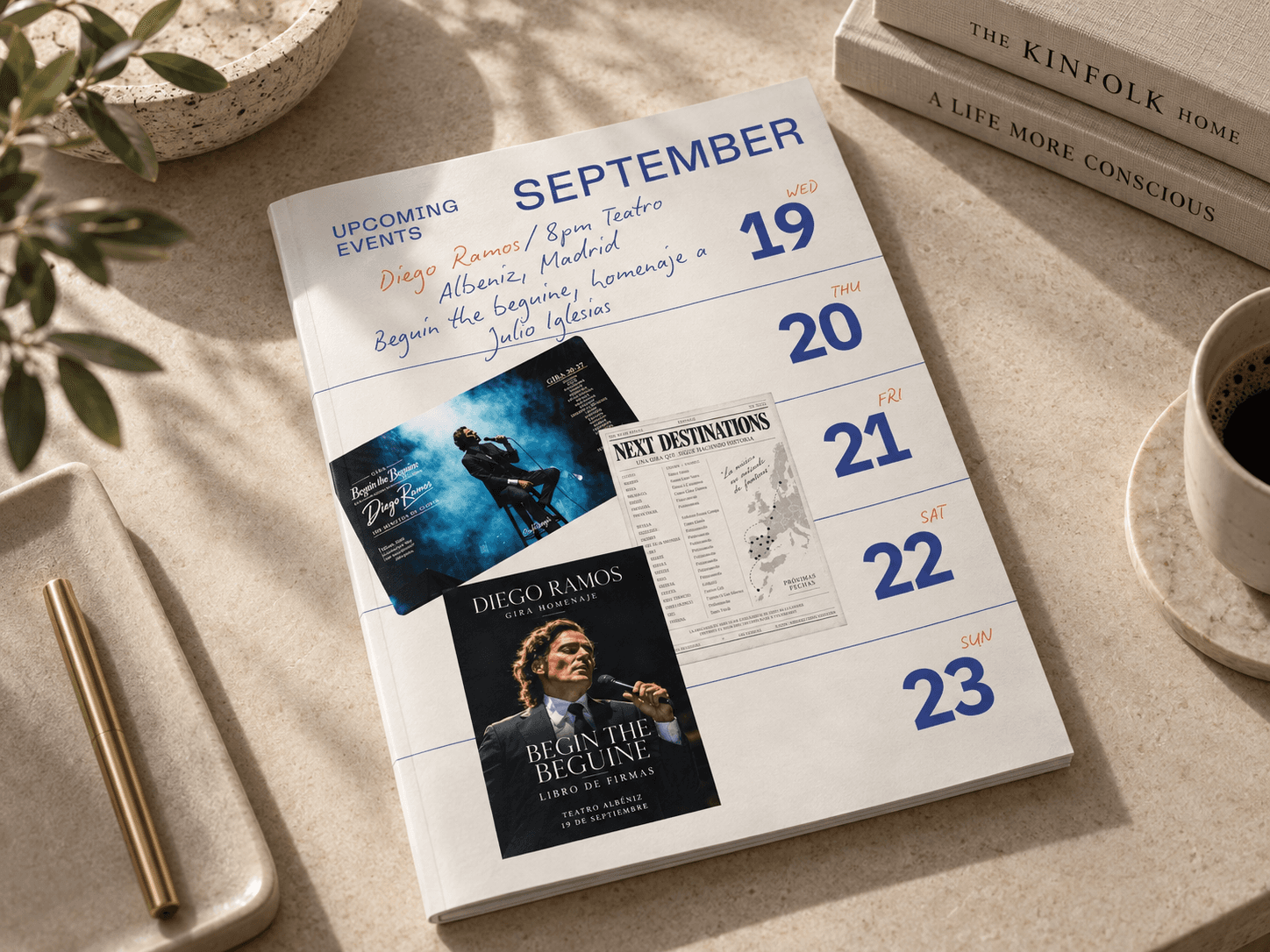Calendario de eventos con la gira de Diego Ramos