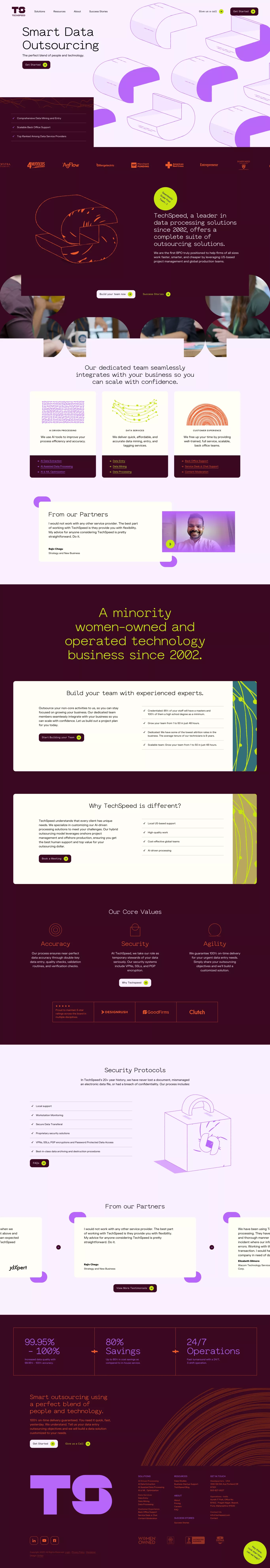 TechSpeed landing page screenshot showcasing Tech design
