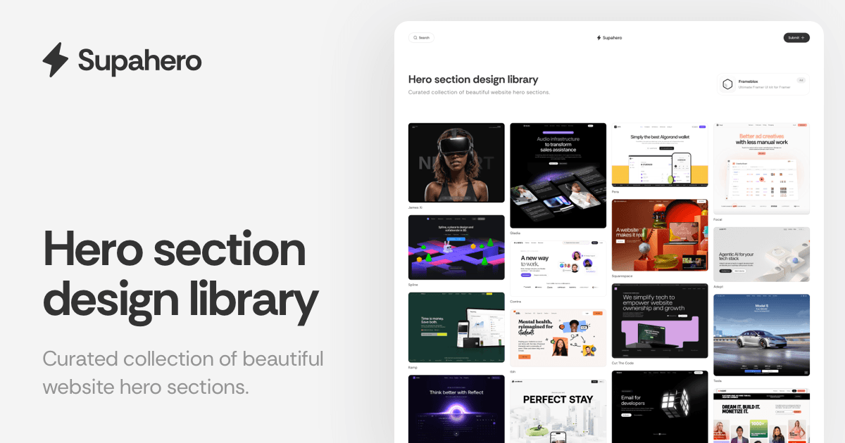 Supahero - Website hero section library