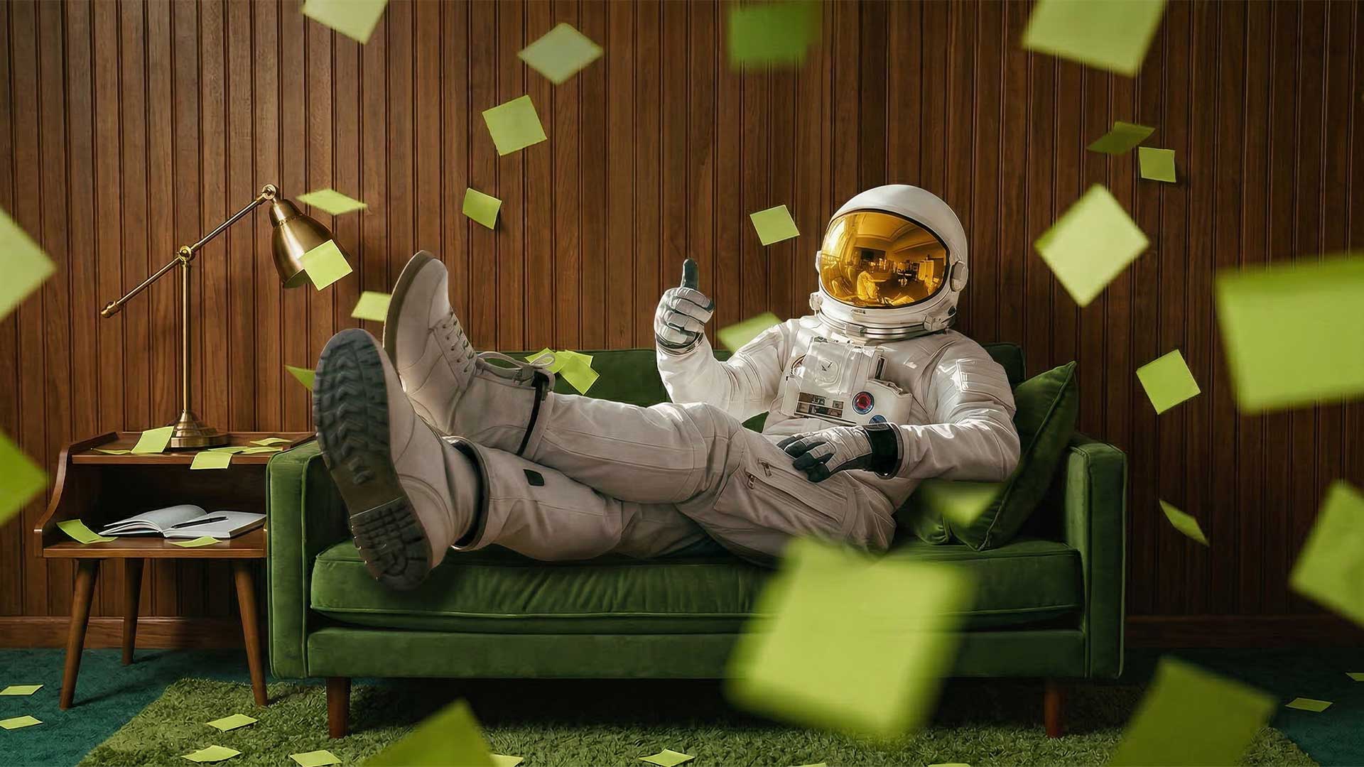 AI generated astronaut representing an AI powered creative content team