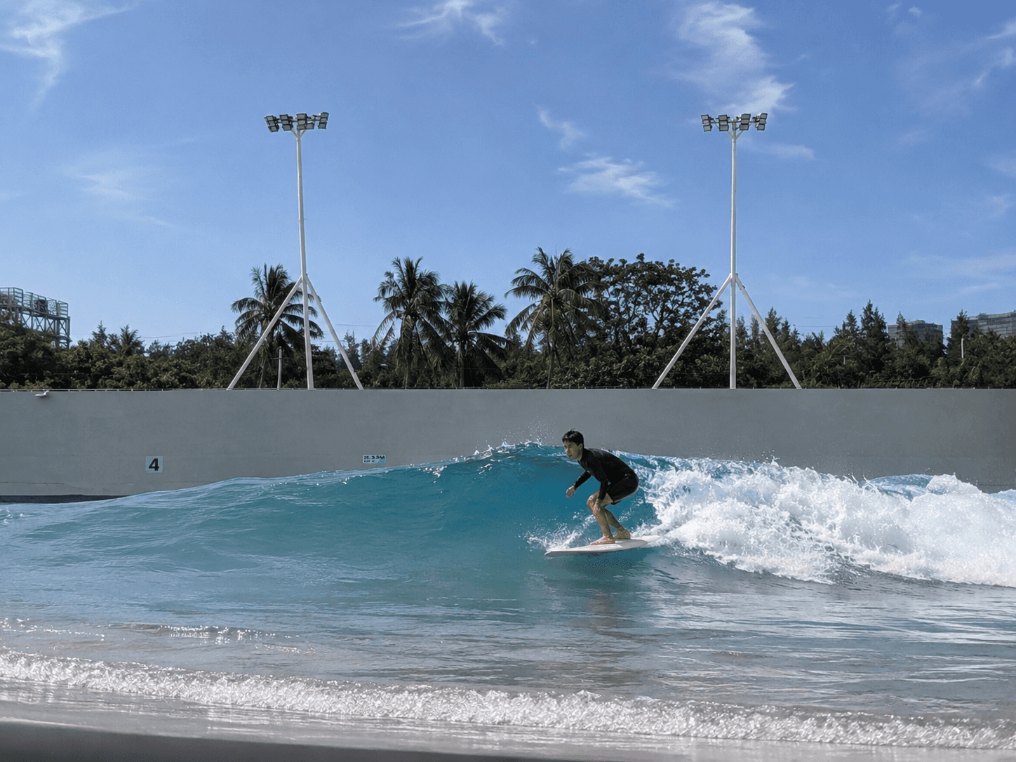Man with surfing with paddle