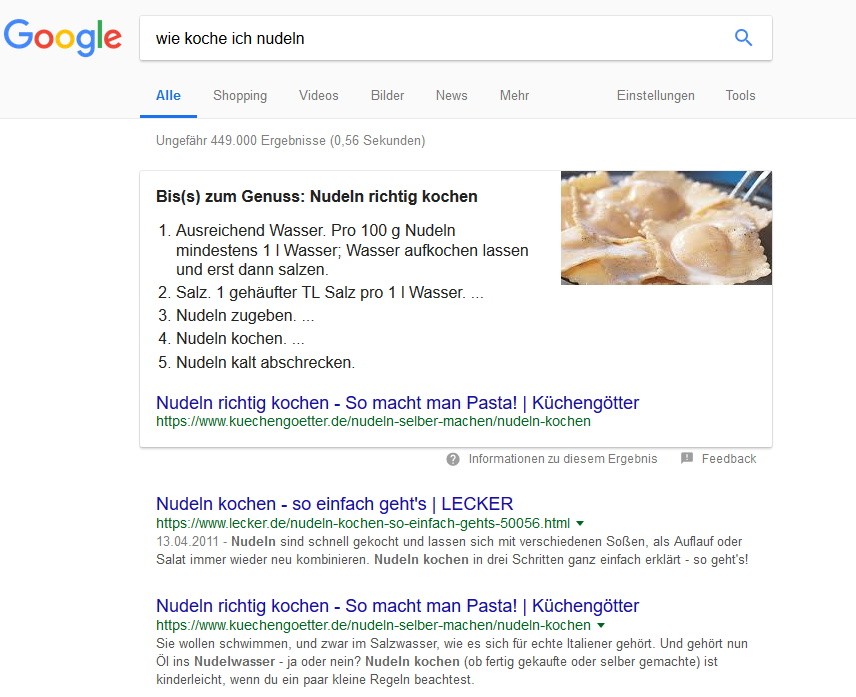 Featured Snippets Anleitungs Snippet