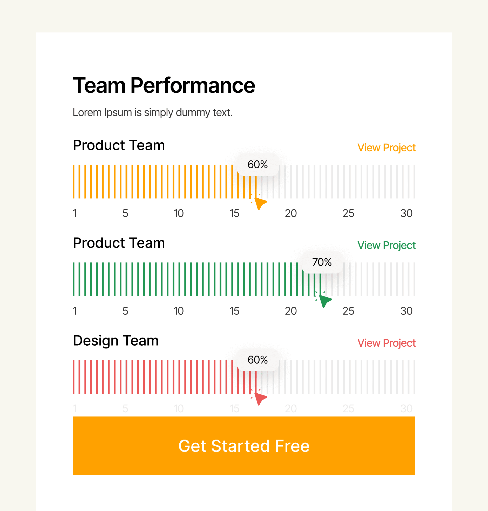 Team workflow management interface with performance tracking and structured task flow