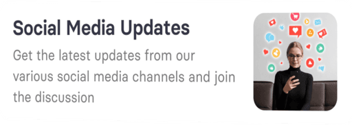 tchop™ app feature card displaying Social Media Updates, highlighting the integration of diverse social media content into one platform, encouraging user interaction and discussion.