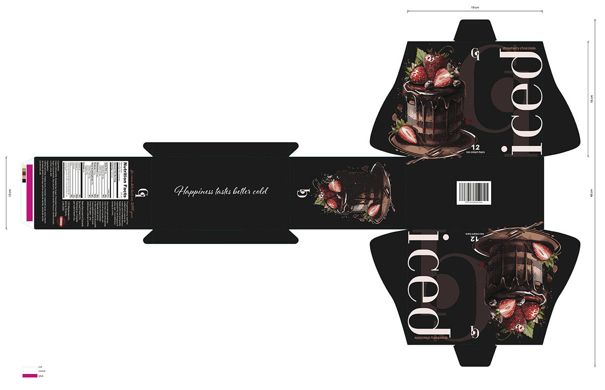 iced ice cream package die cut layout