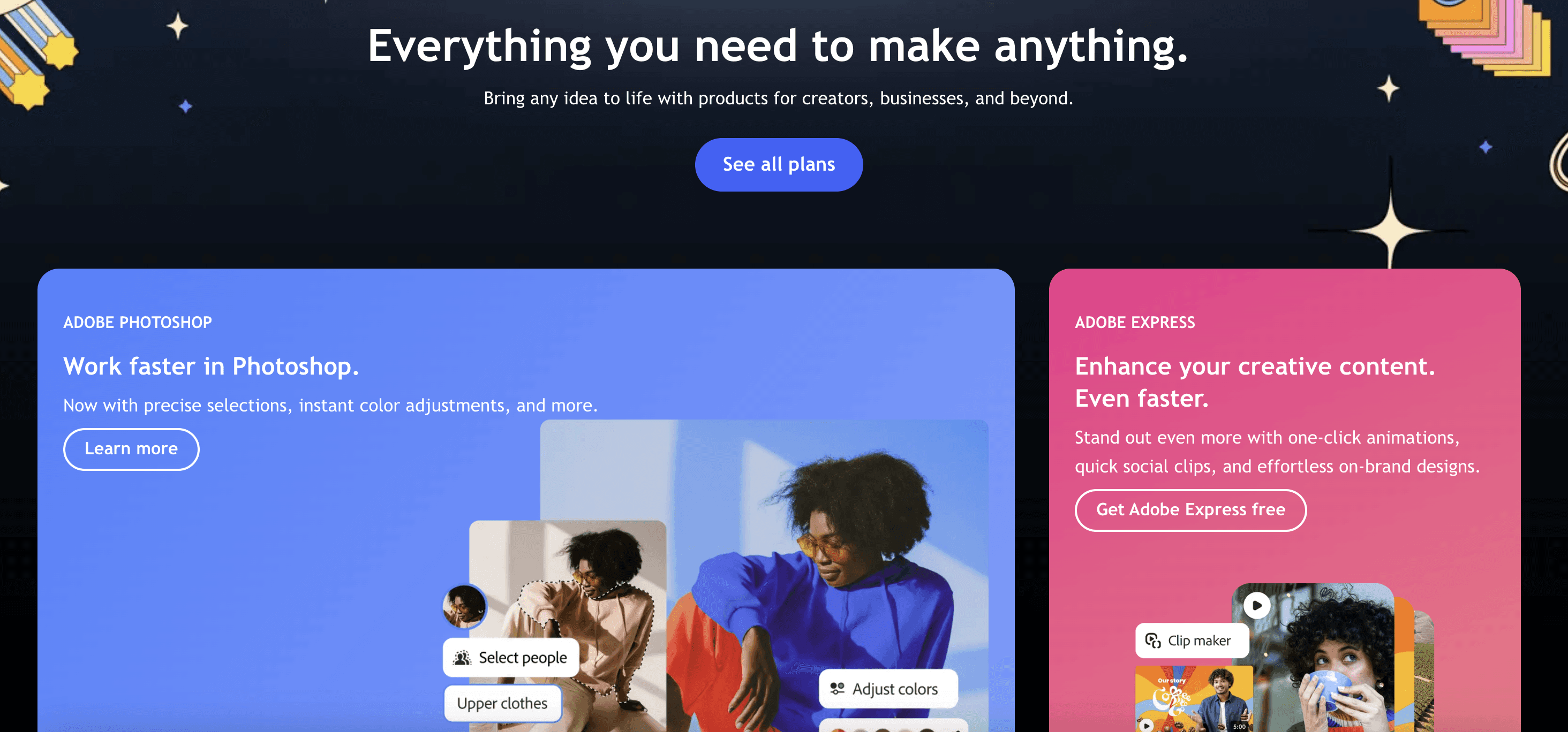 Adobe express's homepage