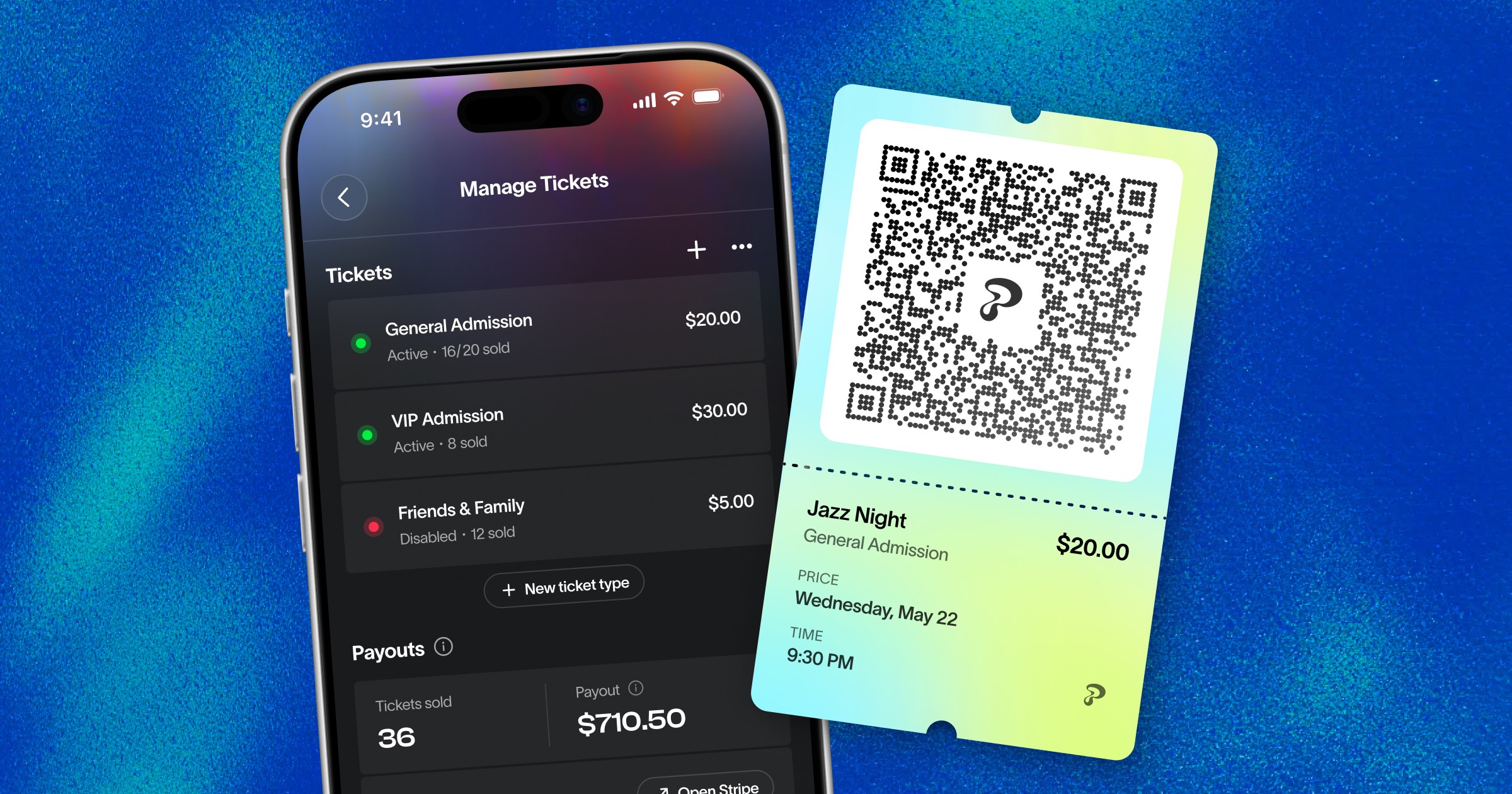 Two smartphones display vibrant app interfaces, one featuring a colorful design and the other a festive theme.
