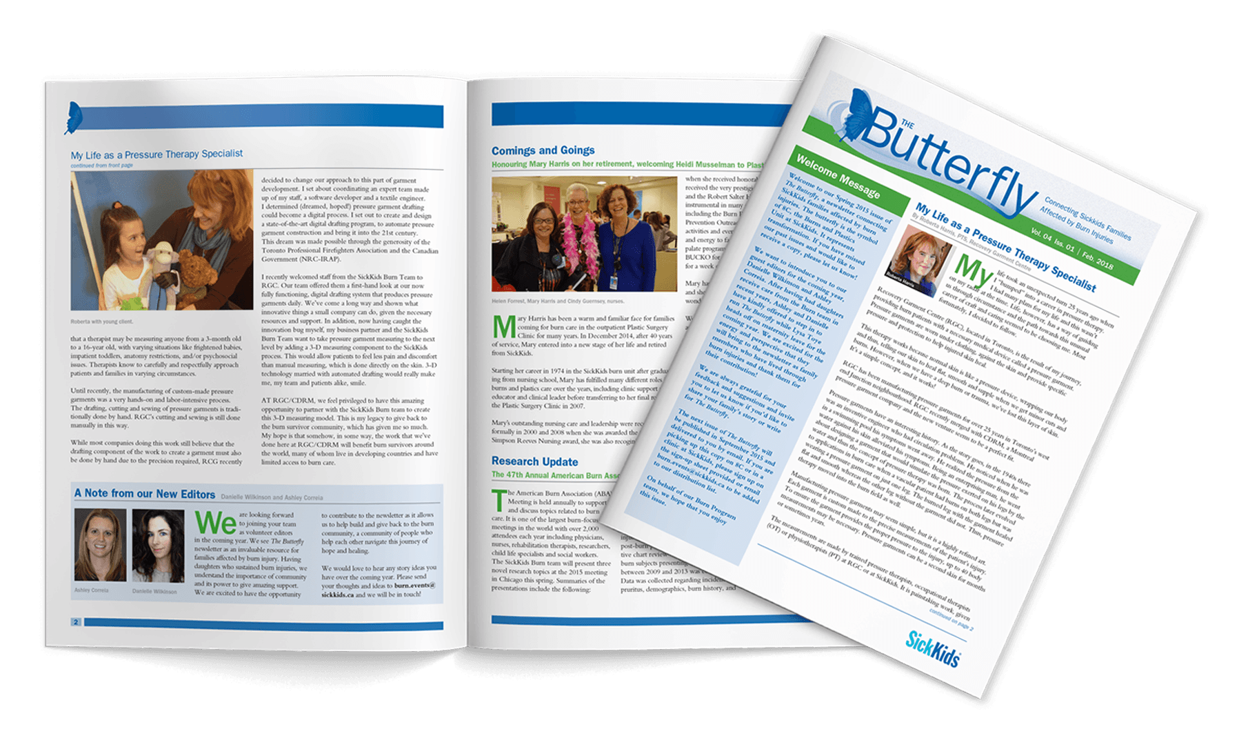 Flatlay of the Butterfly newsletter for SickKids hospital