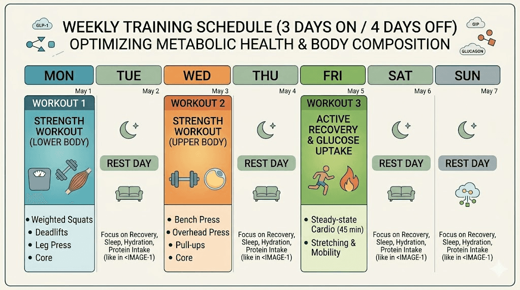 Retatrutide muscle preservation resistance training weekly schedule