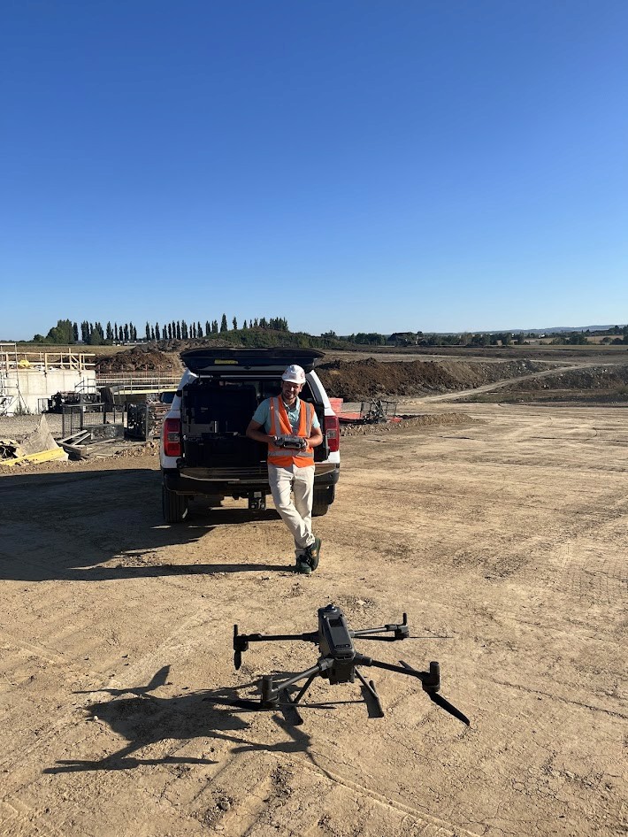 STRABAG surveyor operating a drone