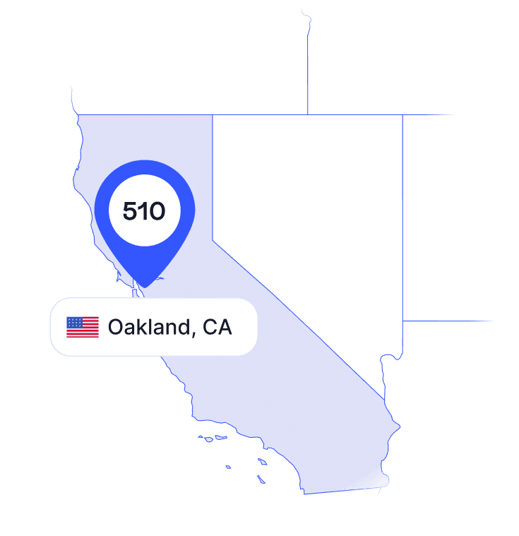 US map of 510 area code phone numbers and its coverage region