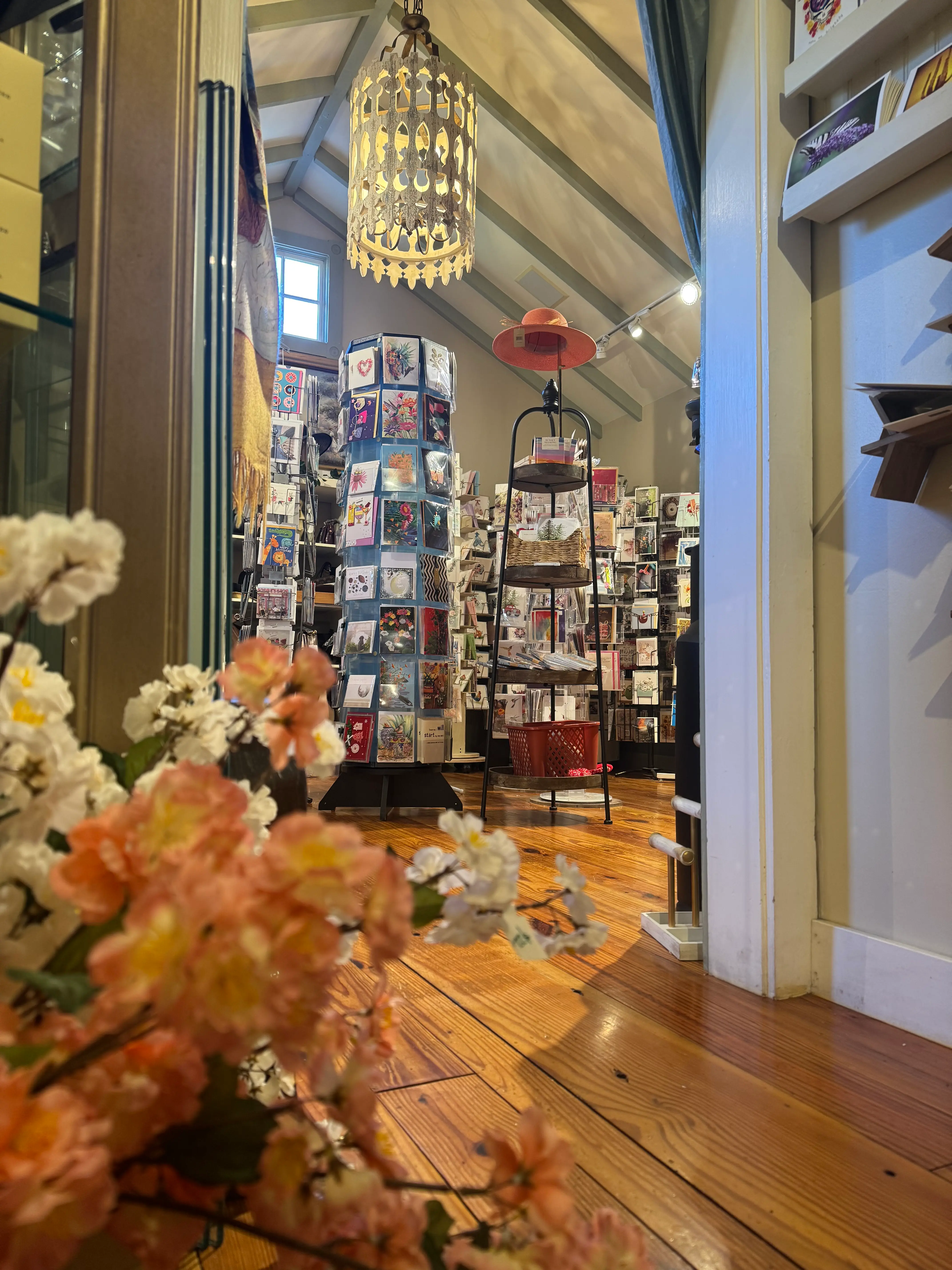 Interior of Mi Amore Sedona gift shop in Sedona Arizona, featuring curated gifts, seasonal decor, toys, floral accents, and warm boutique displays inside the historic Hart Store