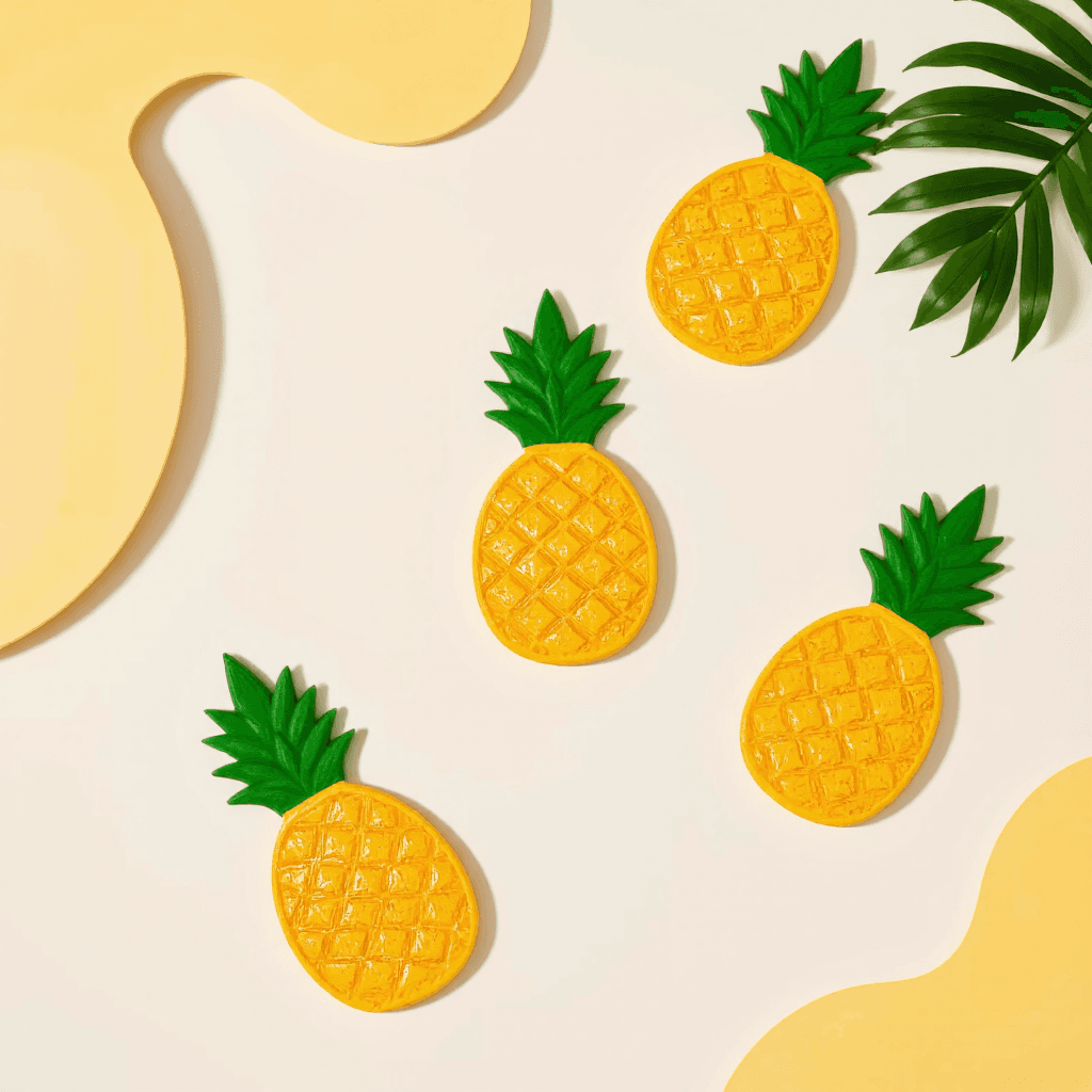 product photography of a set of pineapple-shaped coasters