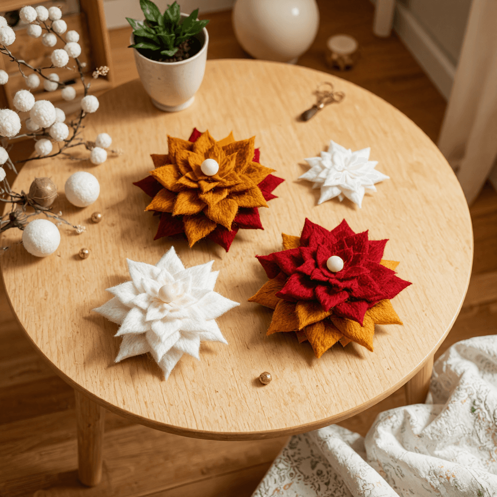 product photography of felt decorations