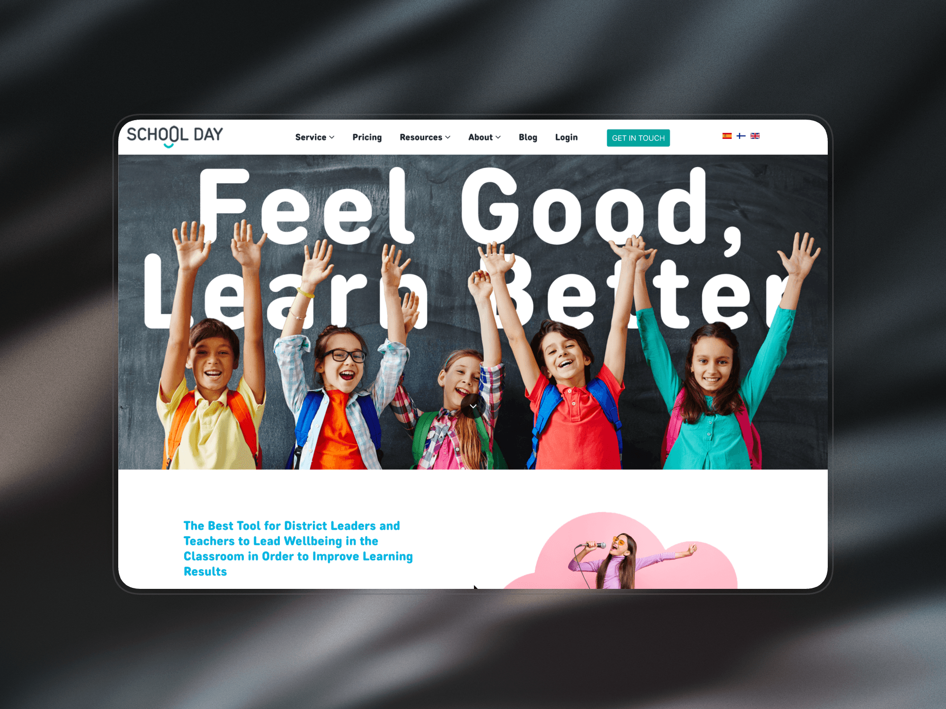SchoolDay website mockup