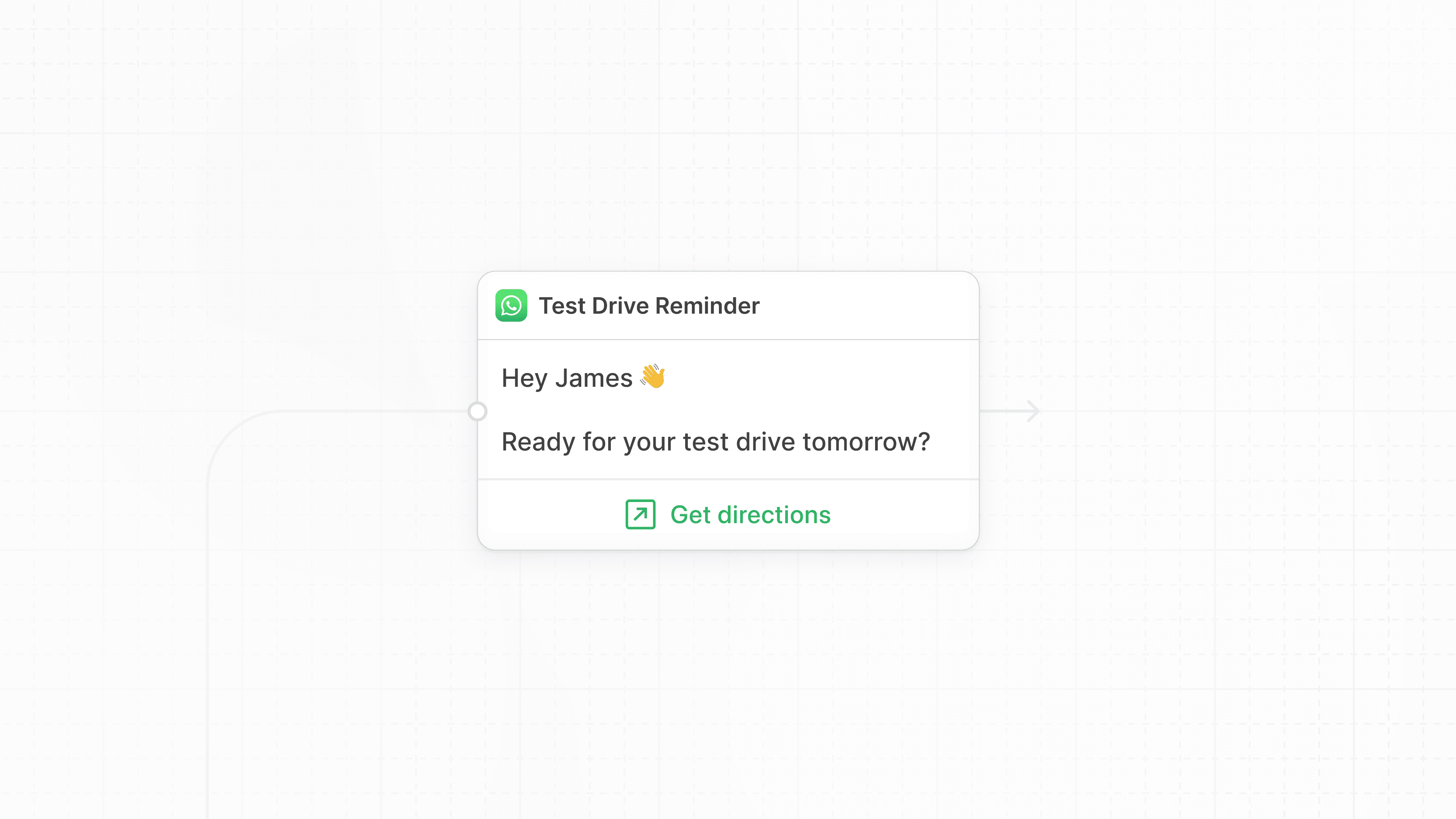 WhatsApp appointment reminder set up on the Cue platform.