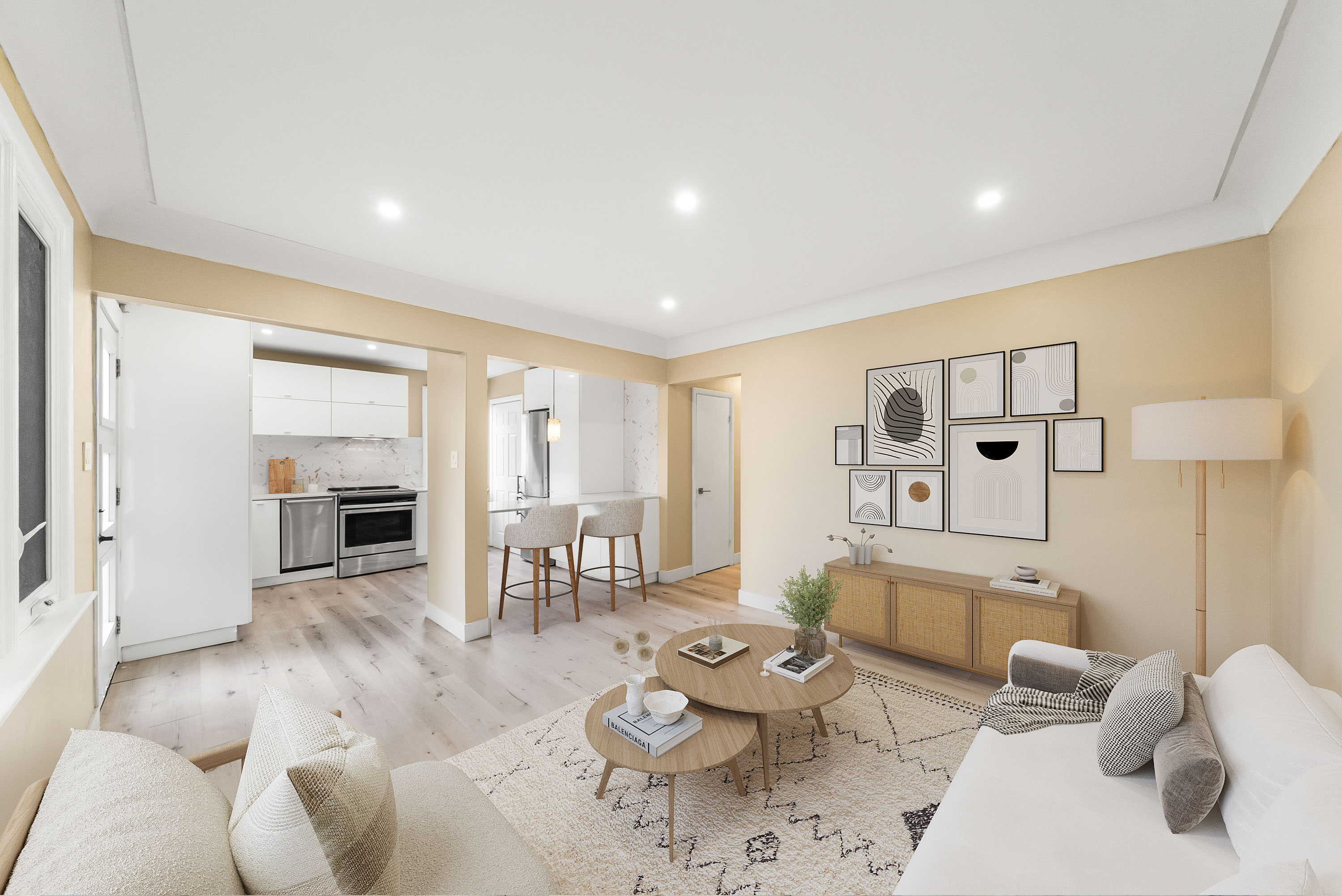 Beautiful living room & kitchen