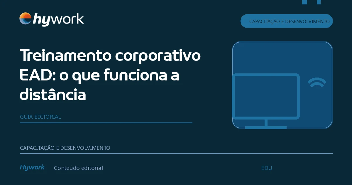 Capa editorial sobre treinamento corporativo a distância.