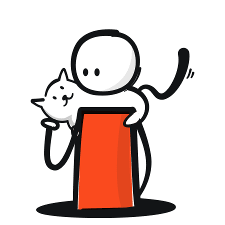 Two puzzle pieces, one orange and one white, are about to connect, with small action lines indicating movement.