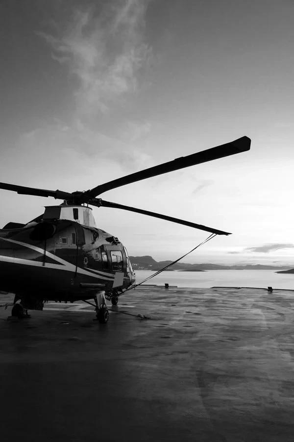 Helicopter in Sailing Boat on a lake in Bodrum Turkey