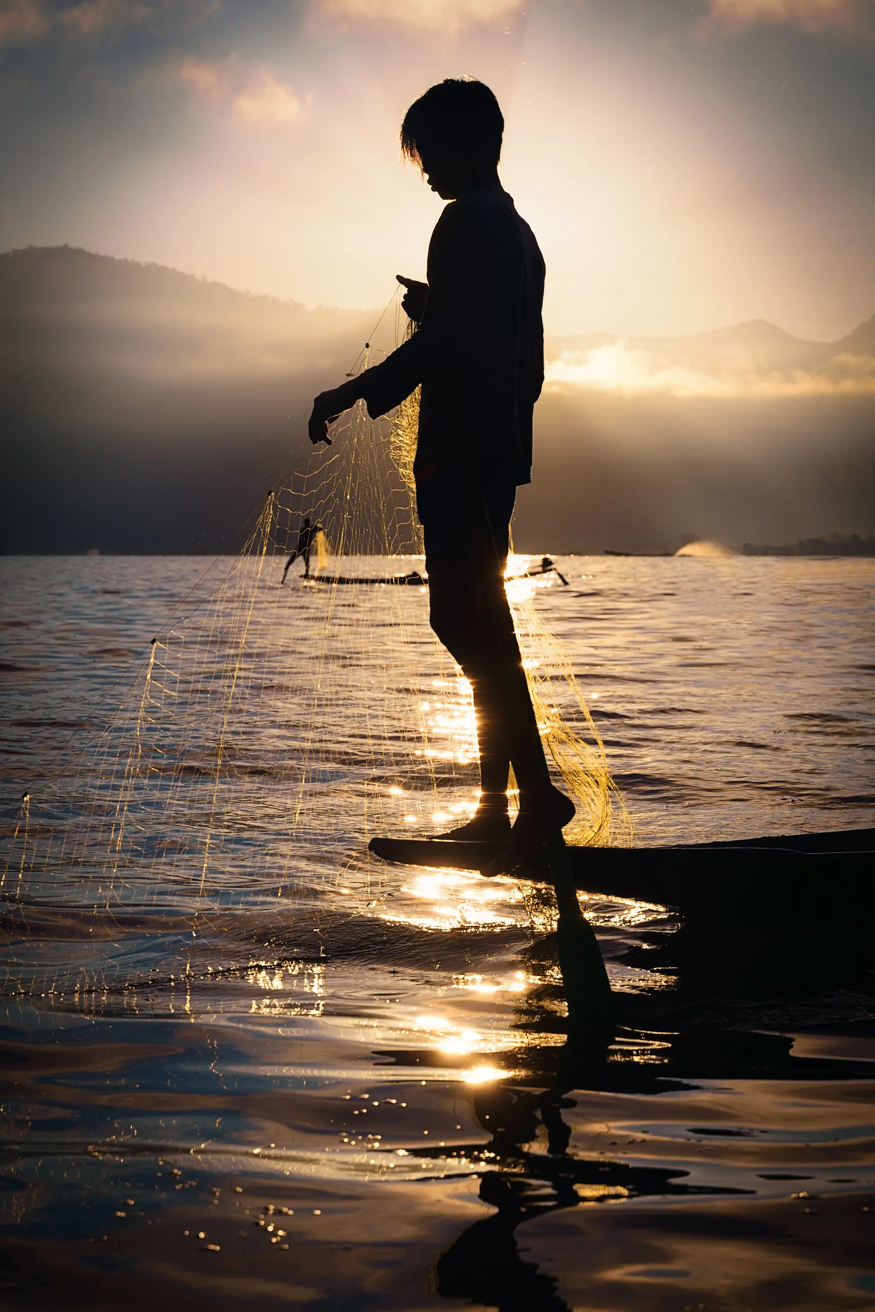 Pescador lago Inle en Myanmar