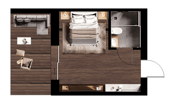 Планування апартаментів Comfort 27 м² у Львові — інвестиційна нерухомість Movin Hotel