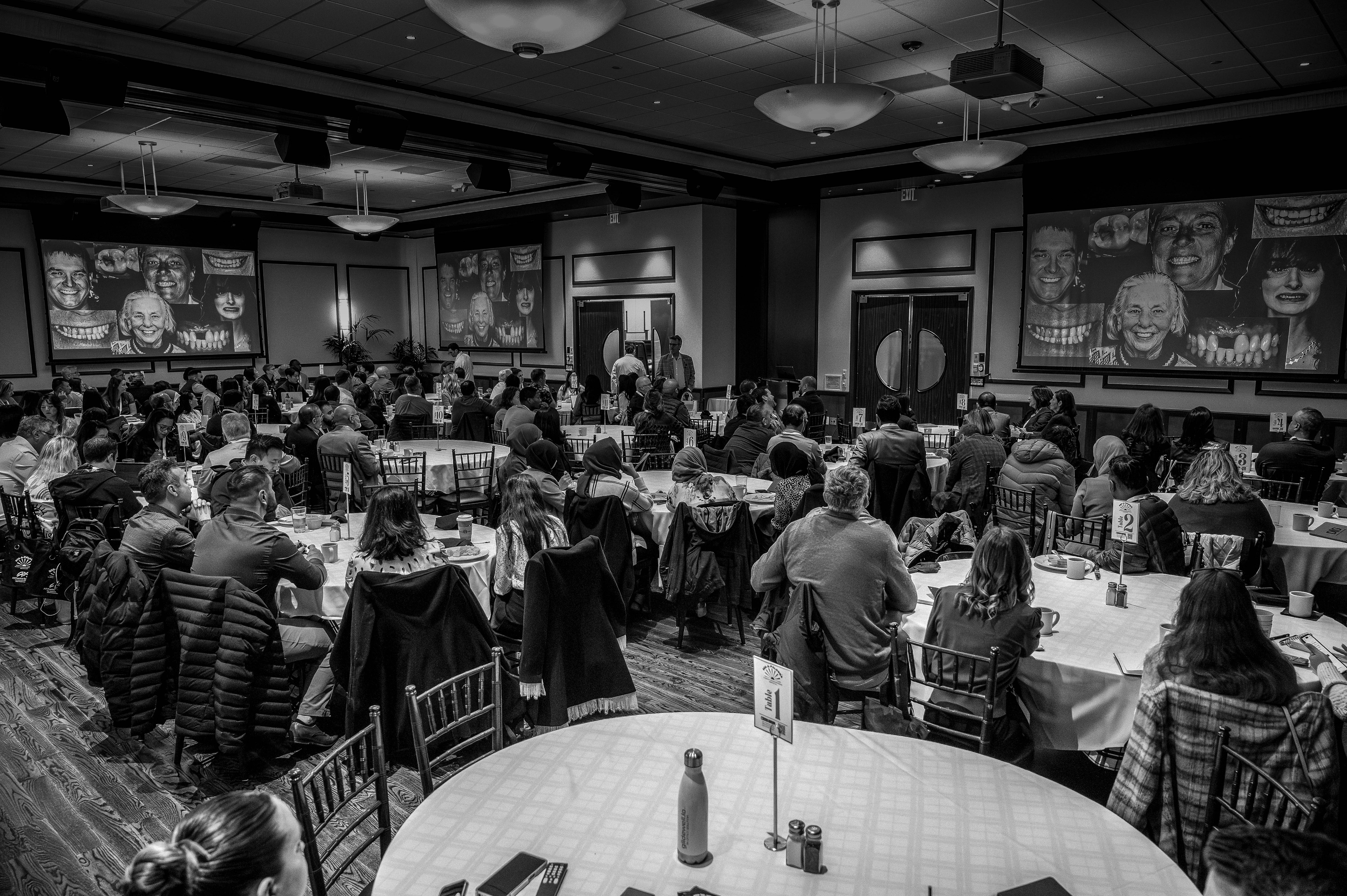 Drone shot of a running track at night