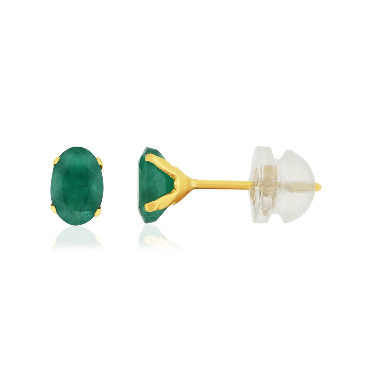 Boucles d'oreilles en or jaune 375 sertie de émeraudes