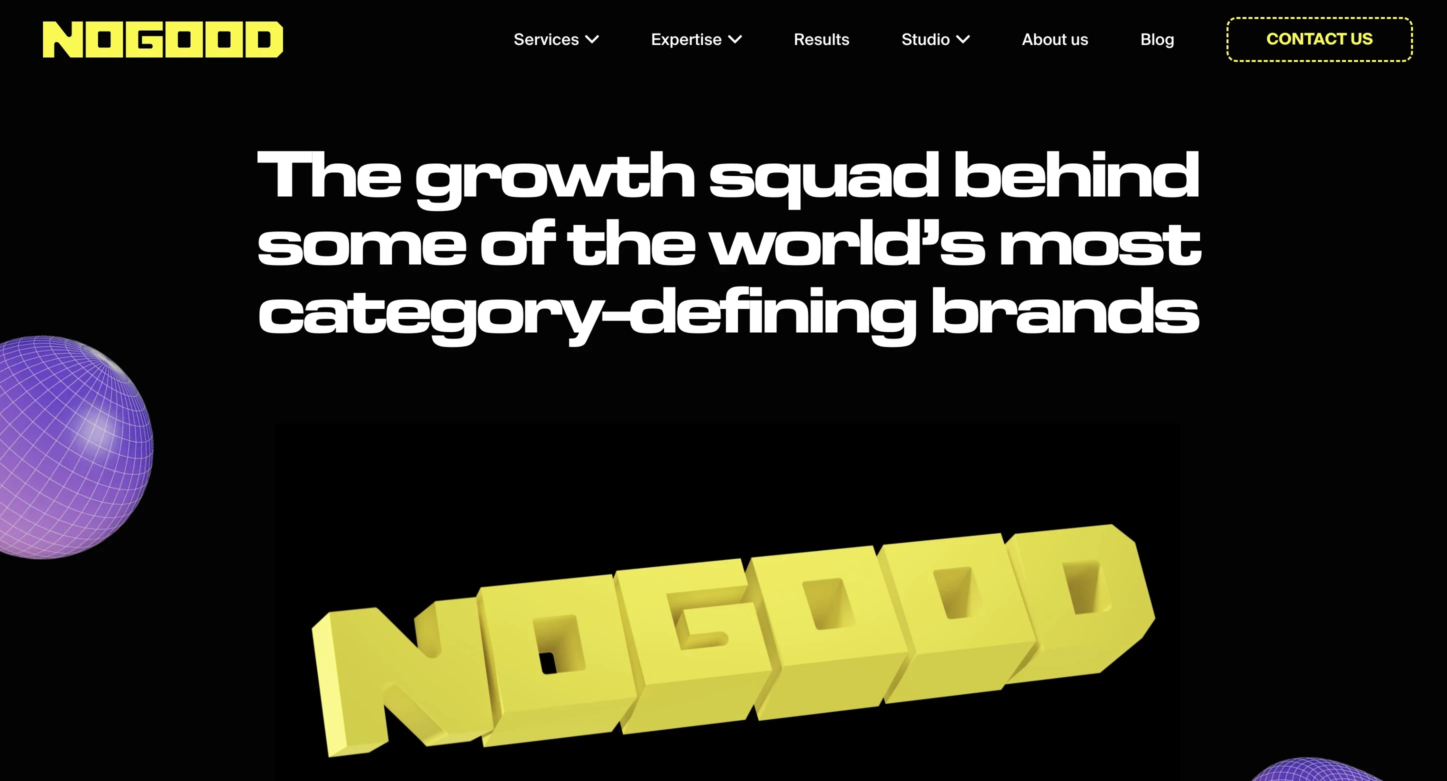 Screenshot of NoGood homepage