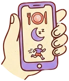 Parent app showing real-time updates on child's meals, naps, and activities