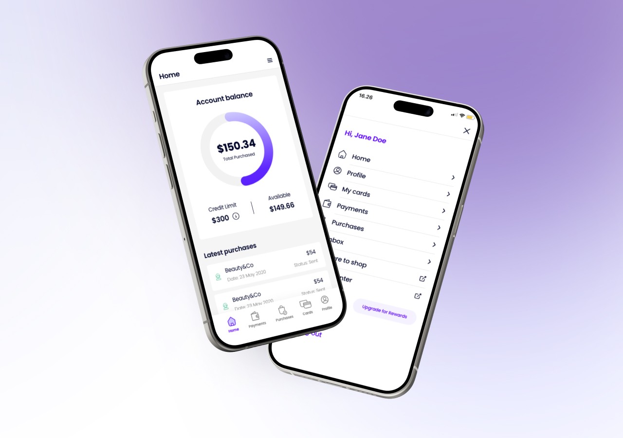 two phones with viabills app screens
