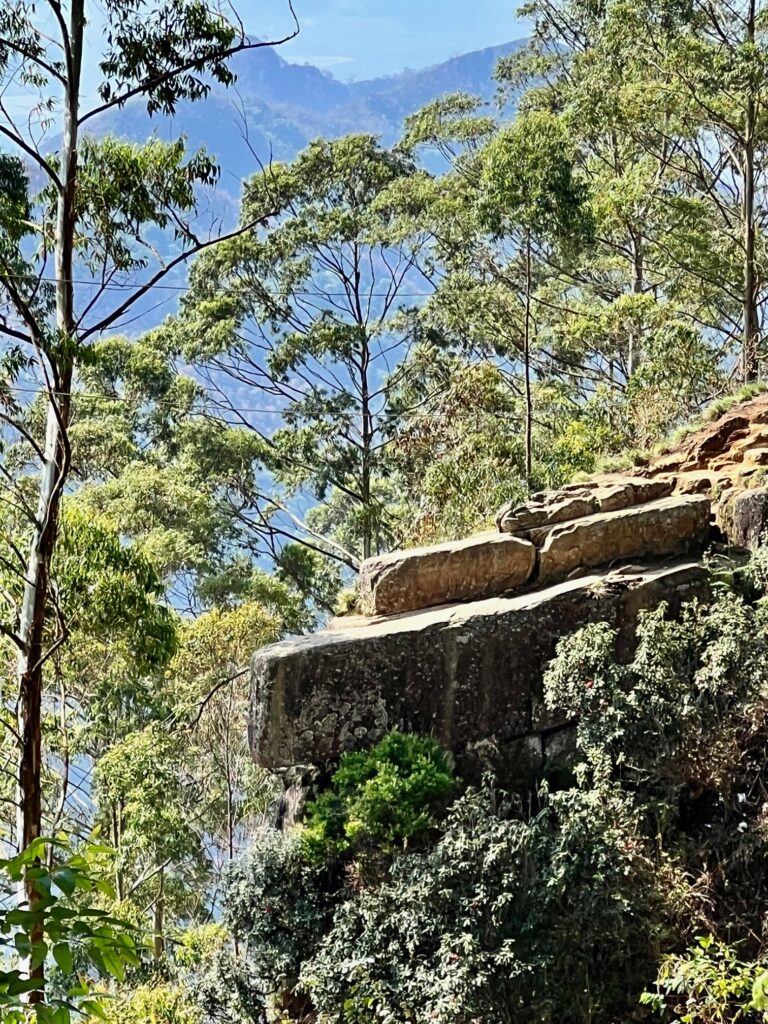 Dolphin's Nose View Point. A flat rock at the edge of a cliff. This is in Kodaikanal.