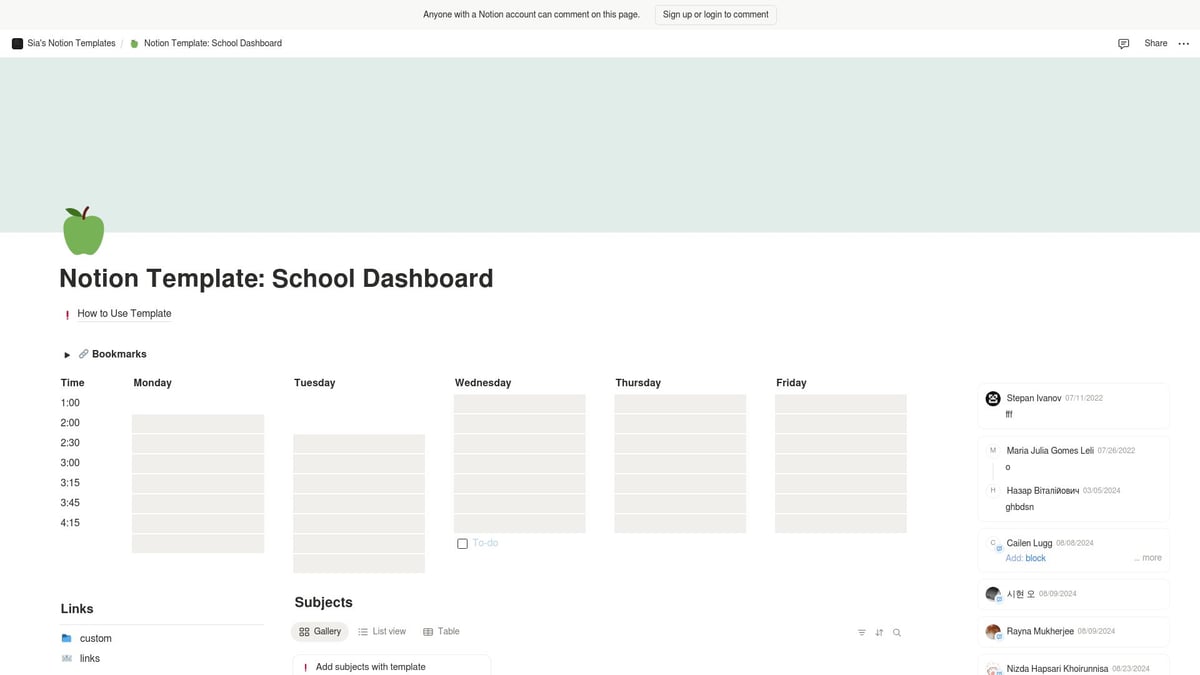12 Notion Free Templates to Supercharge Your Workflow in 2025 - School Dashboard by @keewpiie
