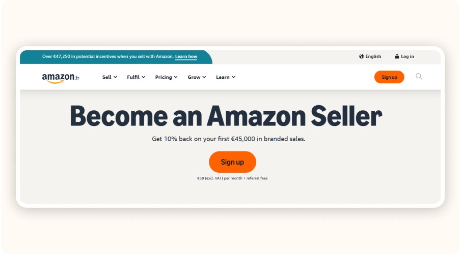 Amazon Seller homepage