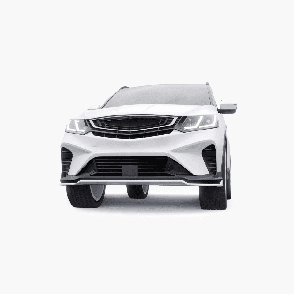 front view of white car