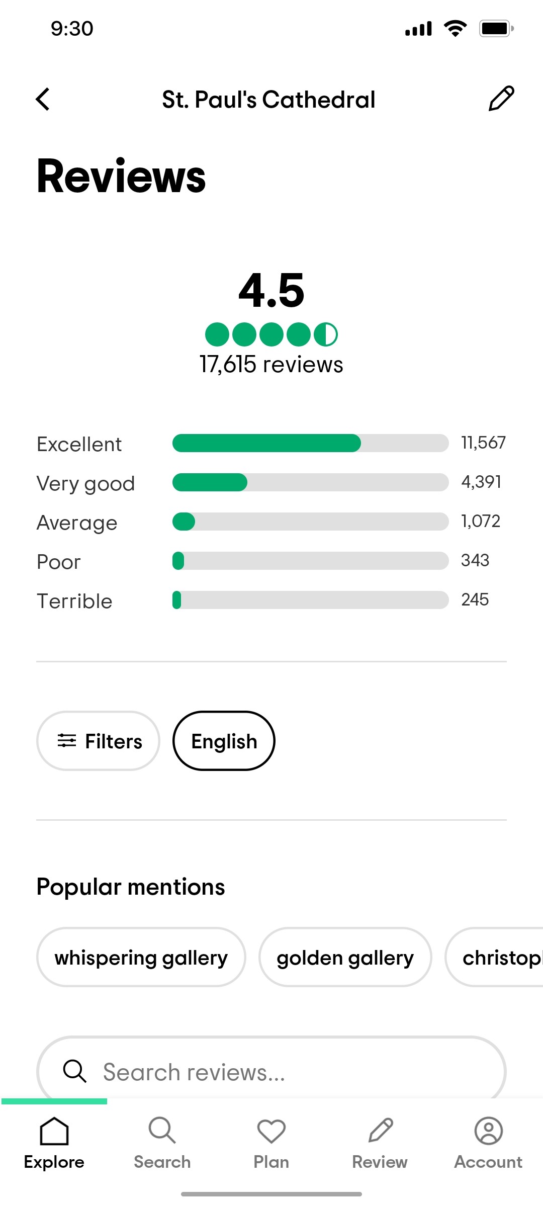 Tripadvisor Reviews Page Screen
