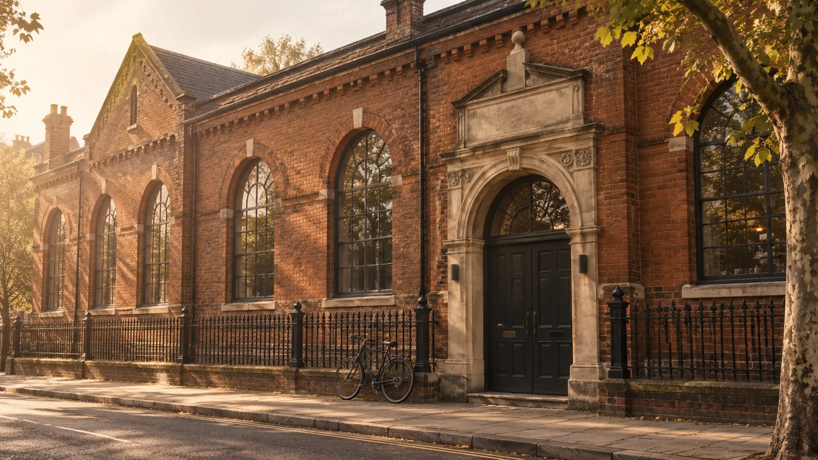 The red-brick front of the Mare Street Gymnasium, built in 1896