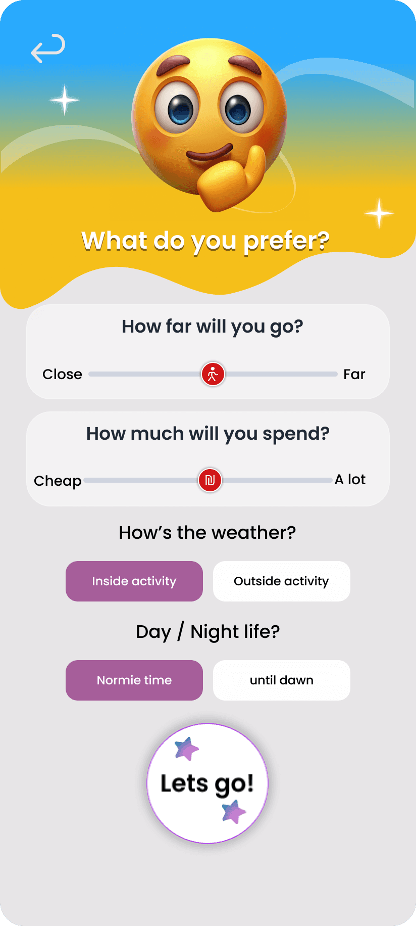 Preferences screen