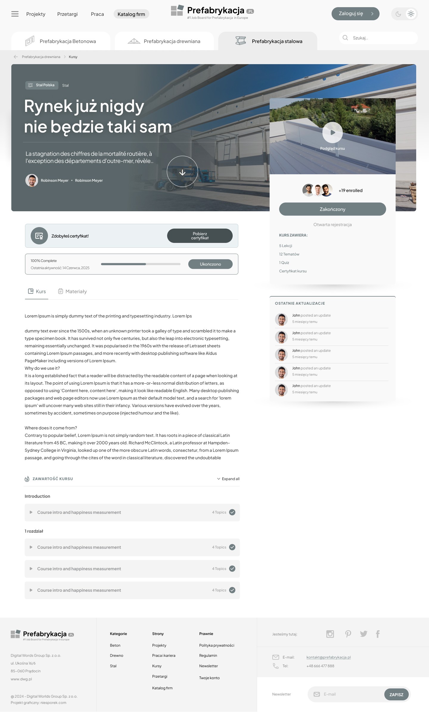 Makieta UX platformy B2B dla branży prefabrykacji – Sebastian Niesporek.