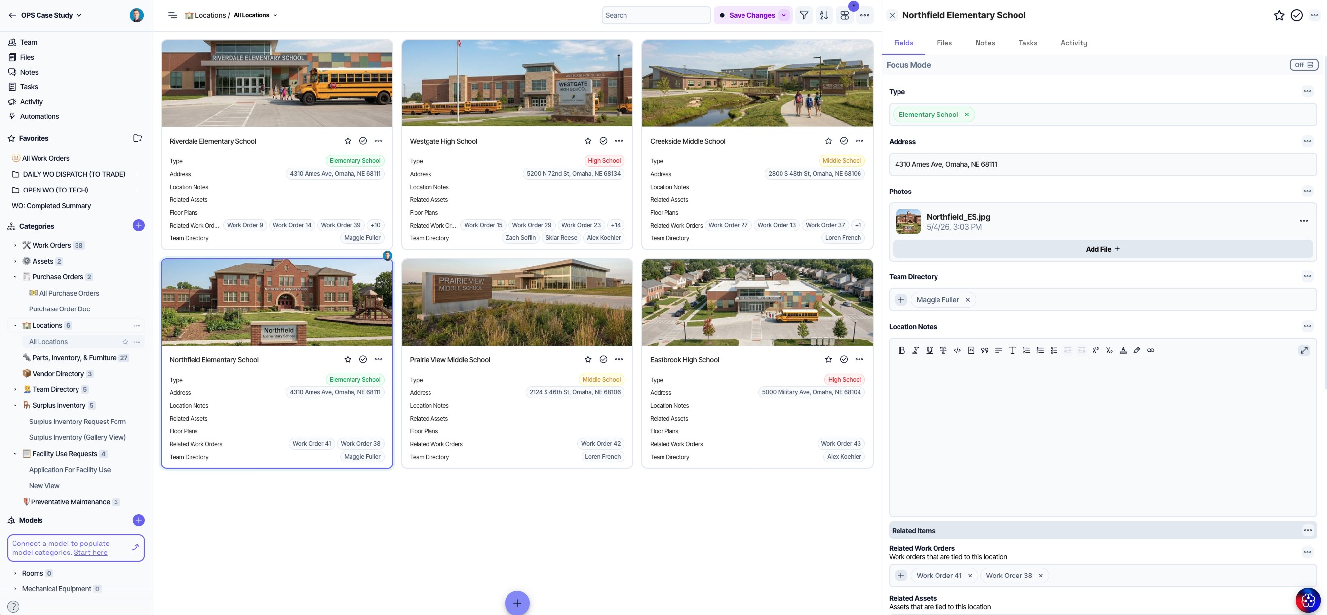 A Gallery view of School Locations.