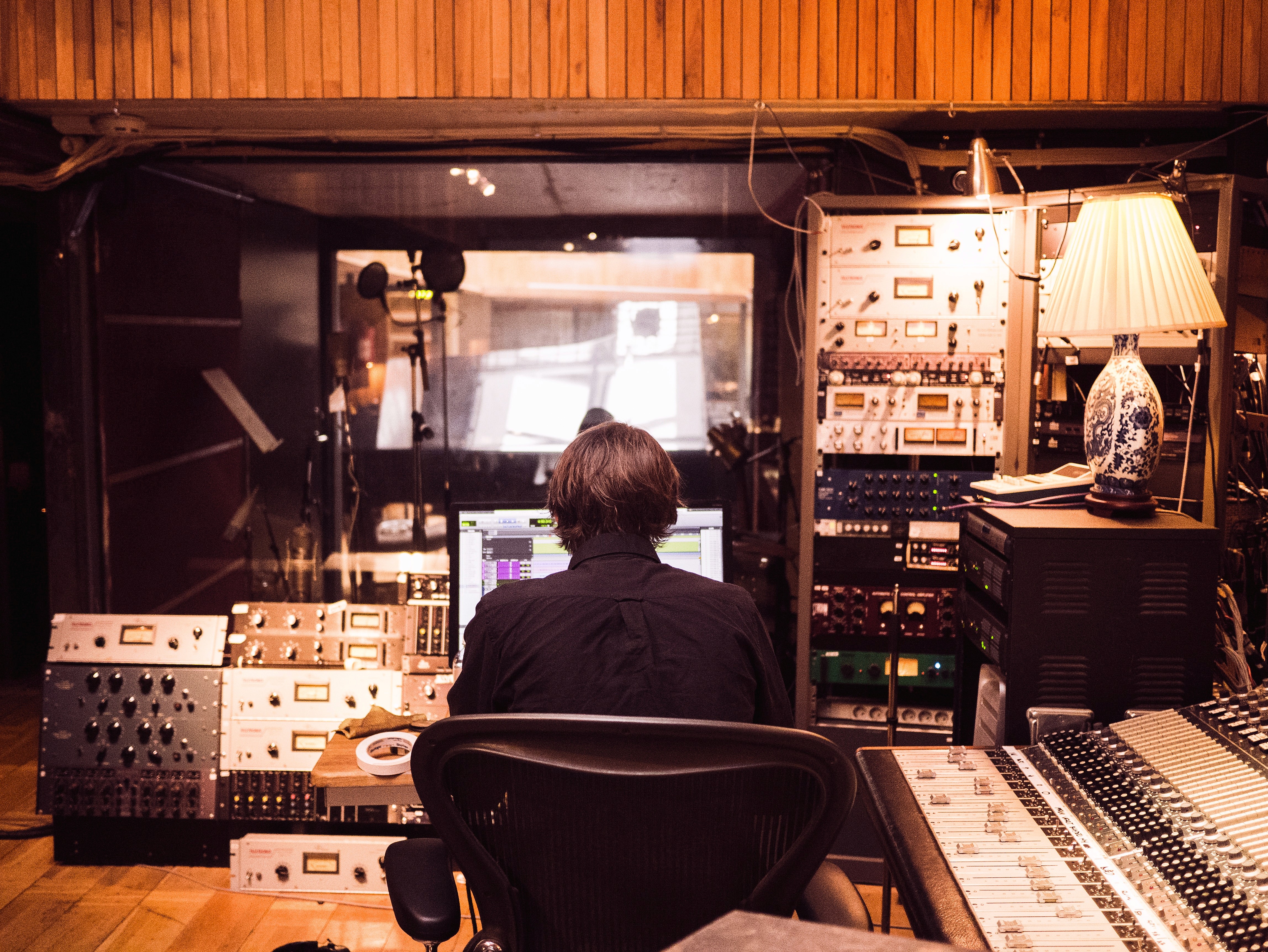 Man listening to his male voice type