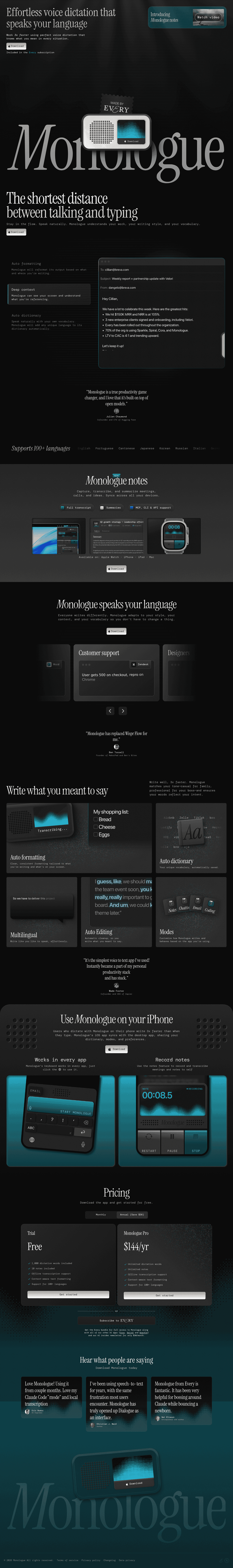 Monologue landing page