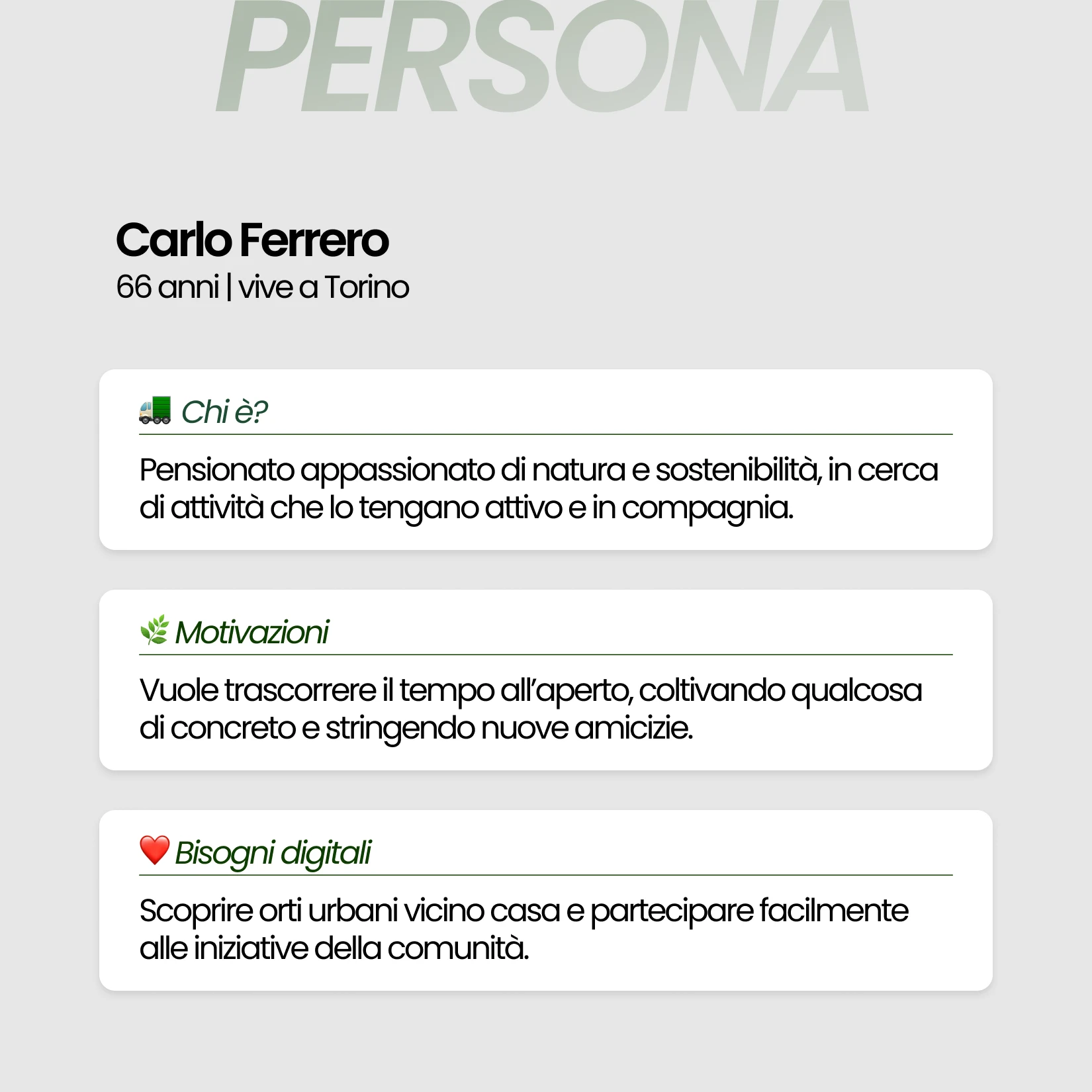Sintesi di una persona progettata in fase di analisi