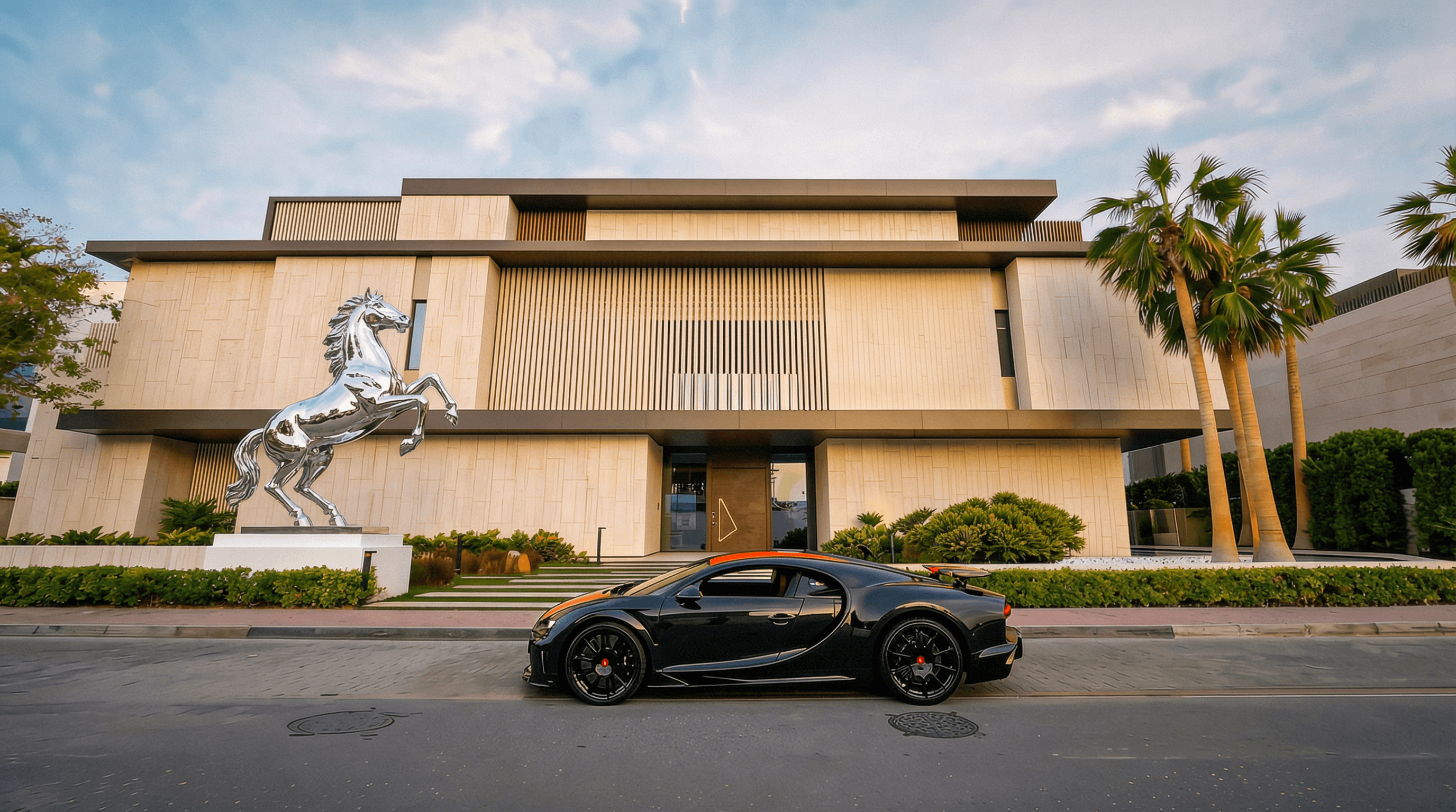 Buggati infront of villa