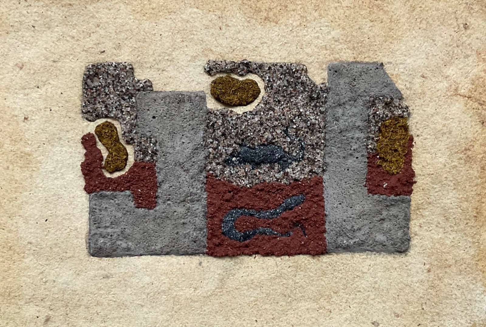 herd of sheep on road painting